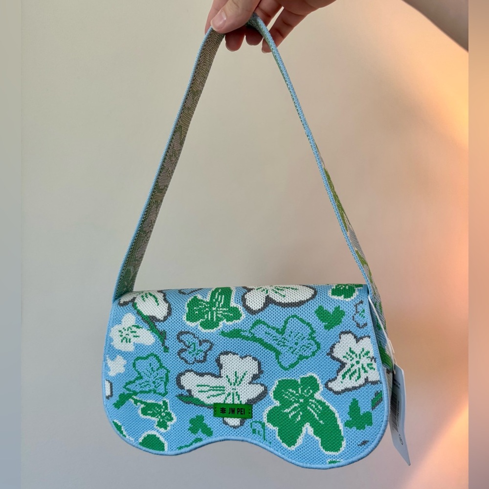 NWT Rare JW Pei Blue and Green Floral Women's Shoulder Bag